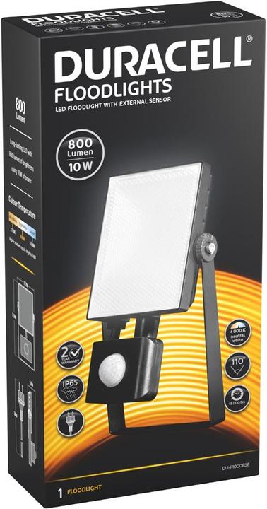 Immagine prodotto Duracell DU-F1000BSE / Faretto LED da 10W con sensore / 4000K / IP 44