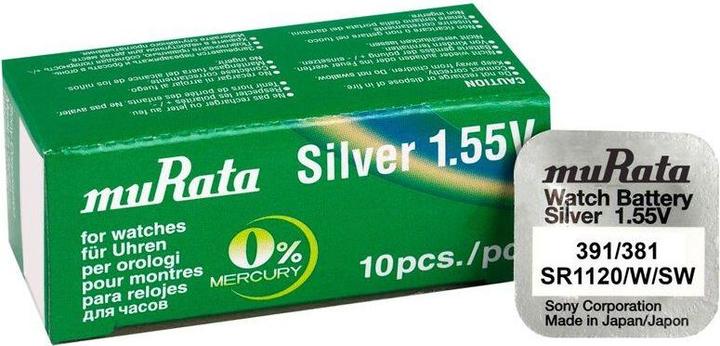 Produktbild Murata Knopfzelle Silberoxid n 381 (10 Stk., SR55, 60 mAh)