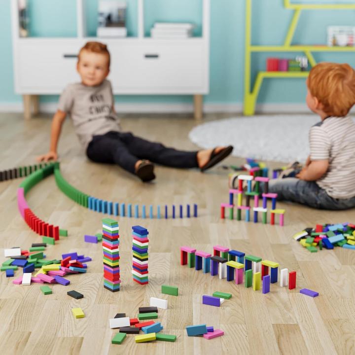 Image du produit Wellgro Domino Holzbausteine-Set (300 Stück)