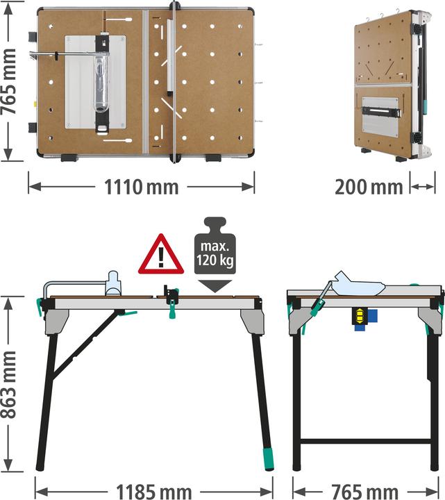 Produktbild wolfcraft 1 MASTER cut 2600 Maschinentisch EU (118.50 cm, 76.50 cm)
