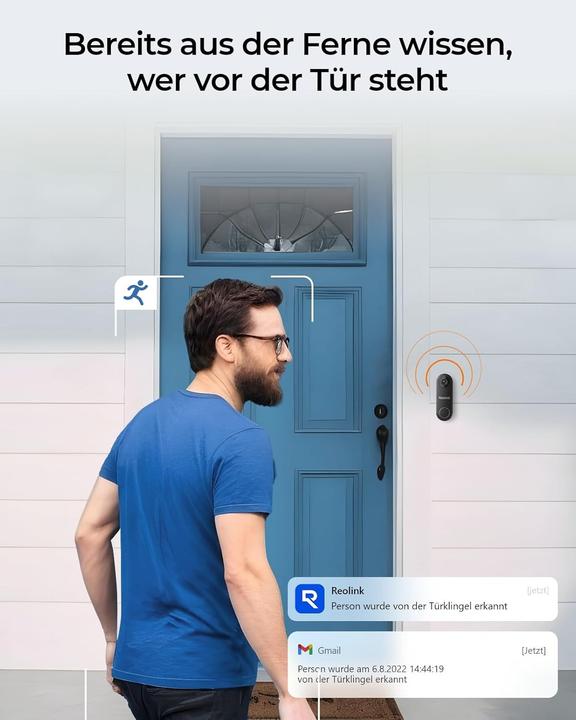 Produktbild Reolink 2K+ Video-Türklingel mit Weitwinkelkamera, Zweiwege-Audio, Personen-Erkennung, WiFi (Kabellos)