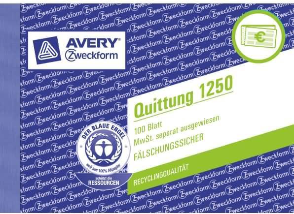 Actual product image Avery Receipt VAT shown separately (100x)