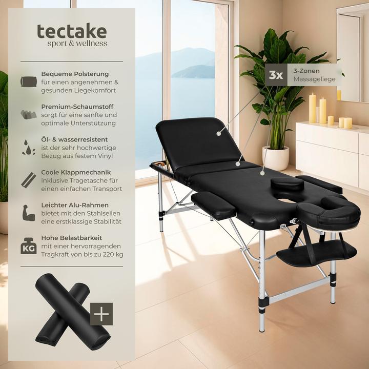 Actual product image tectake Massage table 3 zone with carry back and bolsters