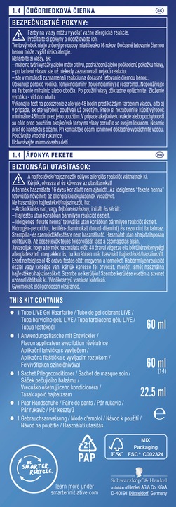 Produktbild Schwarzkopf Live Intense Gel Colour 1.4 Blueberry Black (1.4)