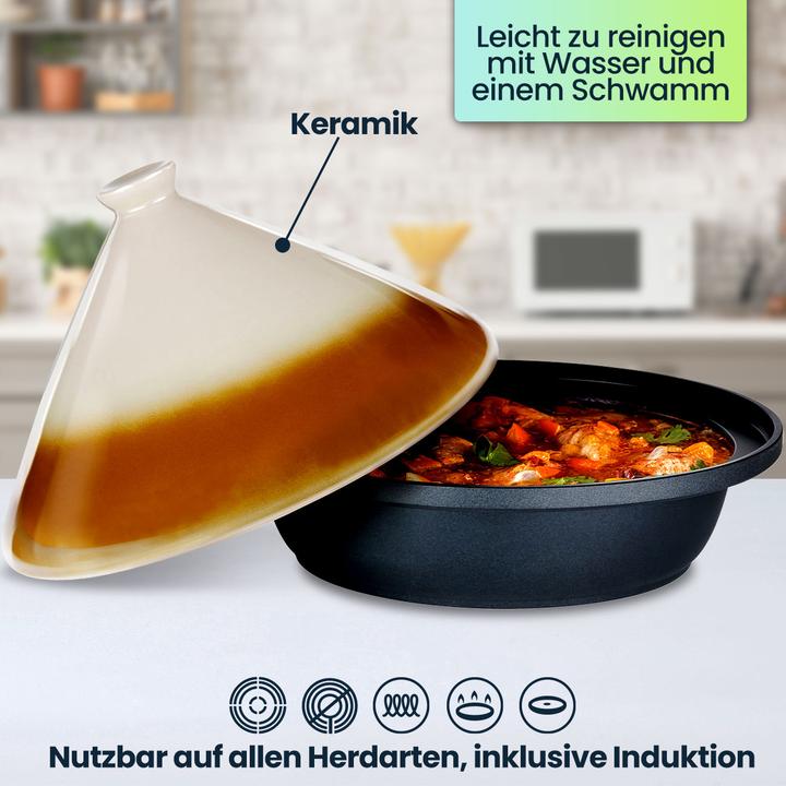 Actual product image alpina Tajine pan Induction (Tajine pot, Cast iron, Ceramic, 30 x 25 cm)