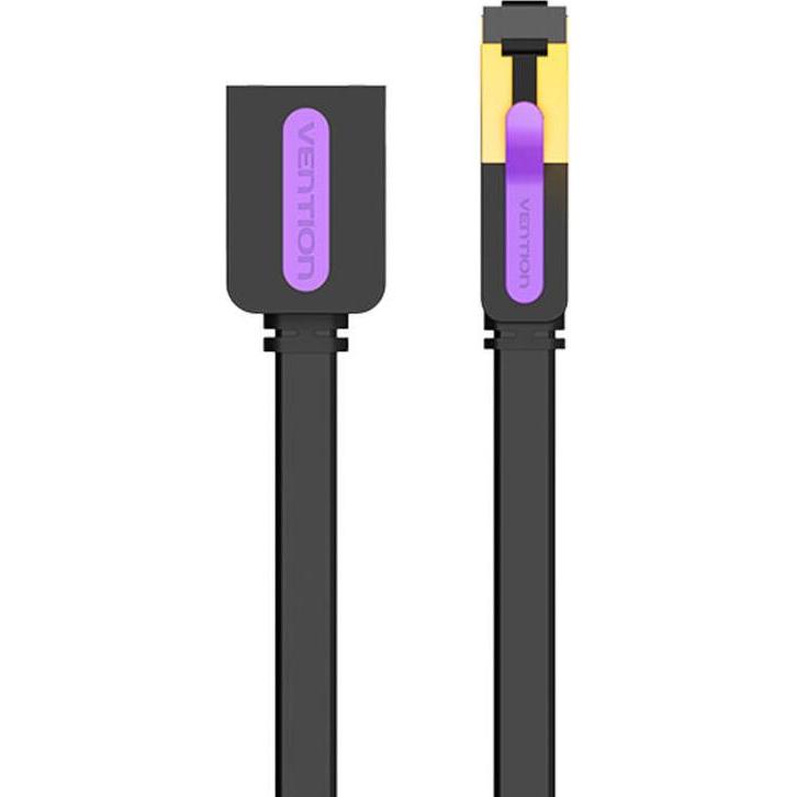 Thumbnail - Vention Flat Network Cable Extension Category 7 ICBBH 2m Black (CAT7, 2 m), Netzwerkkabel