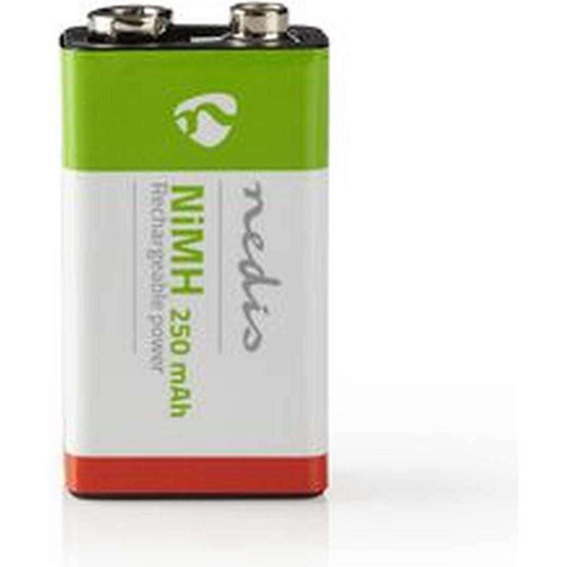 Nedis Batteria NI-MH ricaricabile E-Block 8,40 V NiMH E-Block ricaricabile 250 mAh precaricata (1 pz., 9V Block, 250 mAh), Batterie + pile
