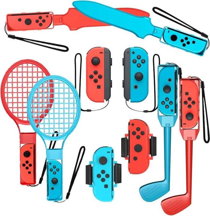 Image du produit Hurtel Nintendo Switch Sport 10-in-1 Familien-Zubehörset – Rot und Blau (Switch)