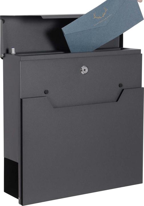 Produktbild XPOtool Briefkasten V61 Anthrazit 370x105x370mm Soft Close Zeitungsfach Stahl