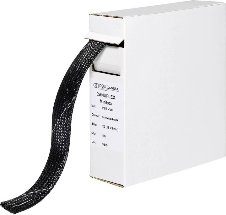 Produktbild DSG Canusa 8694020952 Geflechtschlauch Schwarz PBT 18 bis 25 mm 5 m (Kabelschlauch, 500 cm)