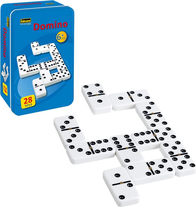 Actual product image Idena Domino game in metal box (German)