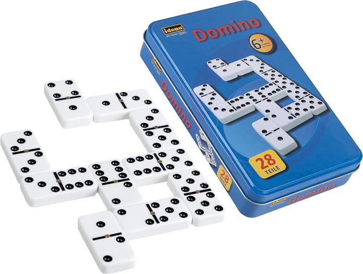 Actual product image Idena Domino game in metal box (German)