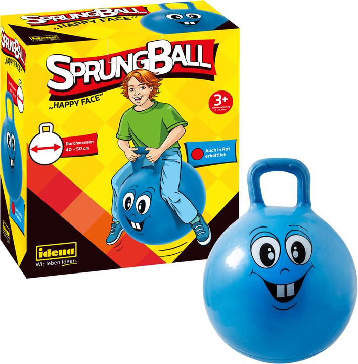 Image du produit Idena Ballon sauteur Happy Face bleu plastique 45,0-50,0 cm