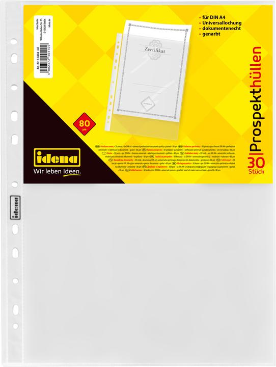 Produktbild Idena Prospekthüllen A4 30er genarbt 80µ (A4, 30 x)
