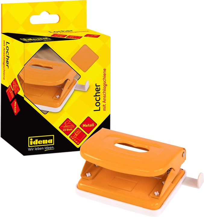 Produktbild Idena Locher aus Metall orange für 20 Blatt