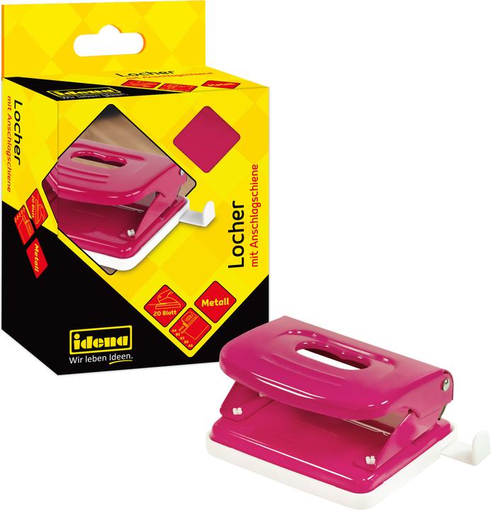 Produktbild Idena Locher aus Metall pink für 20 Blatt