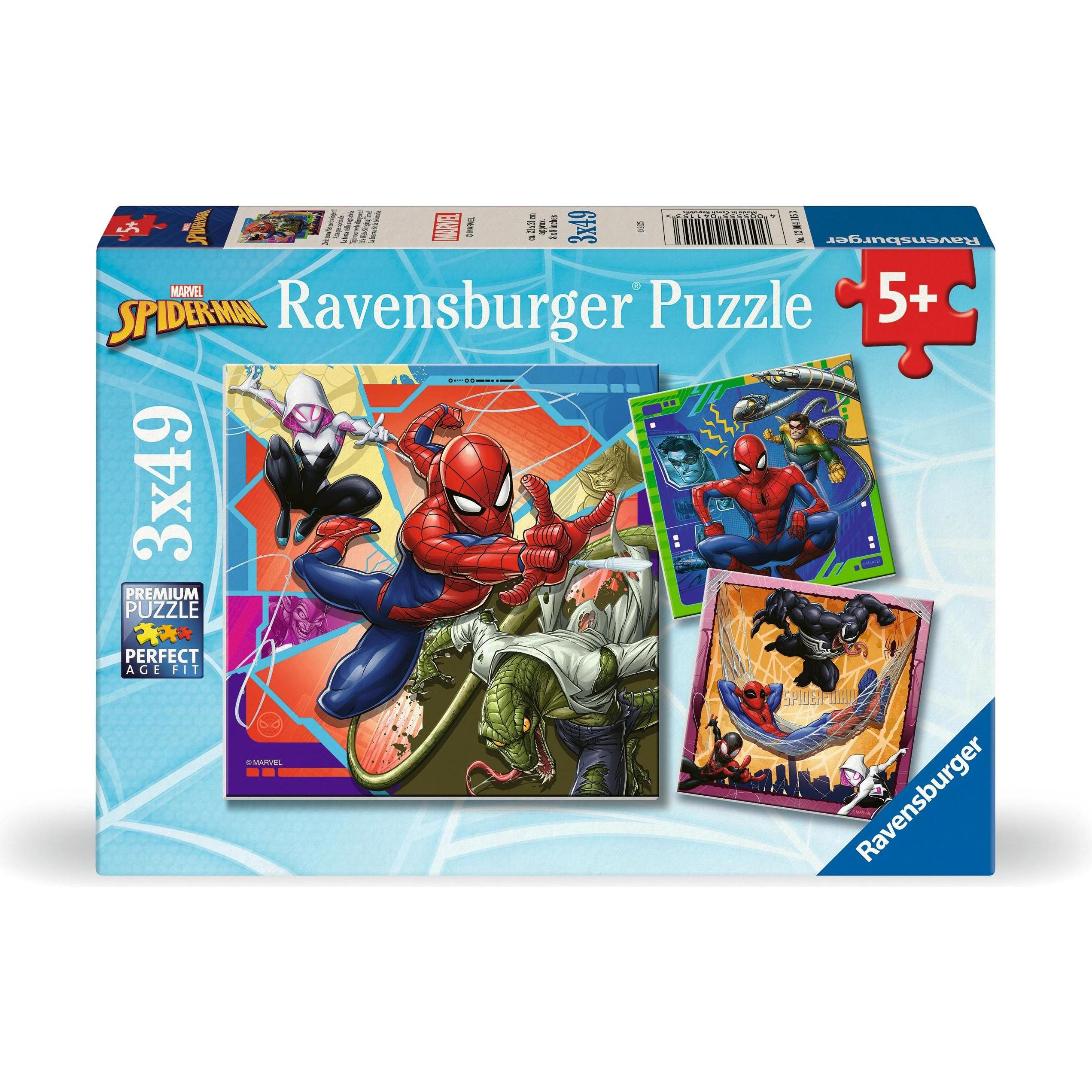 Ravensburger Kinderpuzzle - 12004115 Marvel Spider-Man - Puzzle für Kinder ab 5 Jahren, mit 3x49 (49 Teile)