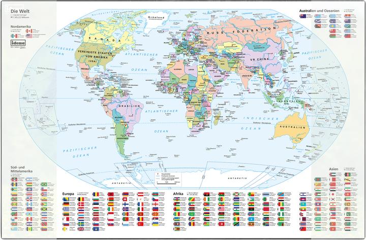 Idena Blocco da tavolo PP 58,5x38,5cm Mappa del mondo