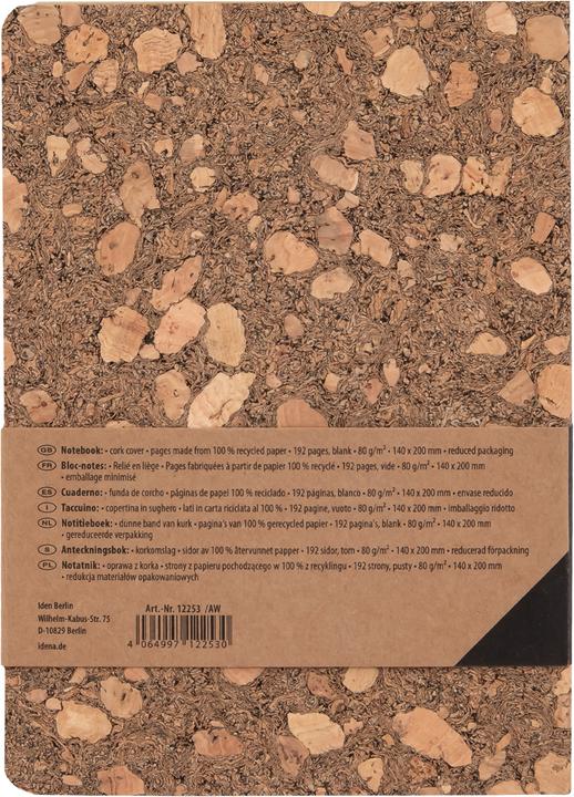 Produktbild Idena Notizbuch Kork blanko 192 Blatt 20x14cm (14 x 20 cm, Blanko, Harter Einband)