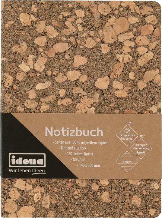Image du produit Idena Carnet de notes liège ligné 192 feuilles 20x14cm (14 x 20 cm, À rayures, Couverture rigide)