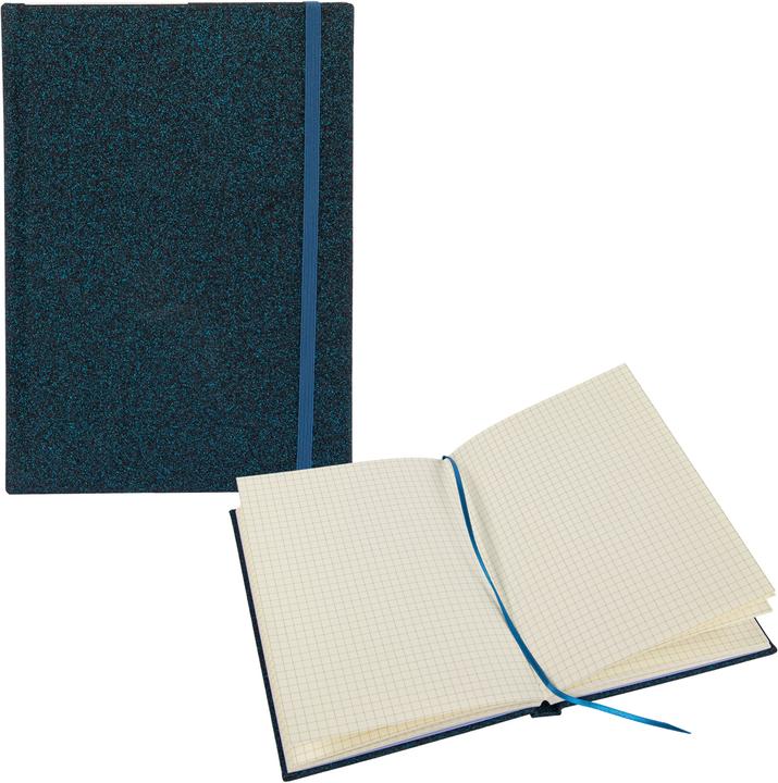 Image du produit Idena Carnet de notes Glitter bleu nuit à carreaux FSC-Mix (14 x 20 cm, Quadrillé, Couverture rigide)