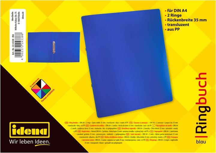 Actual product image Idena Ring binder A4 PP blue 35mm 2 rings (A4, 35 mm, 1 Piece)