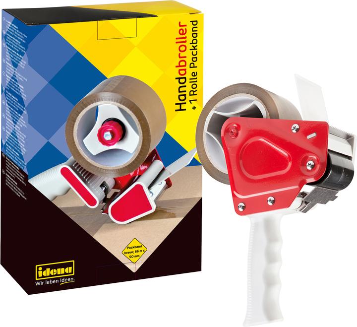 Productafbeelding Idena Verpakkingstape dispenser + 1x verpakkingstape bruin 66mx50mm