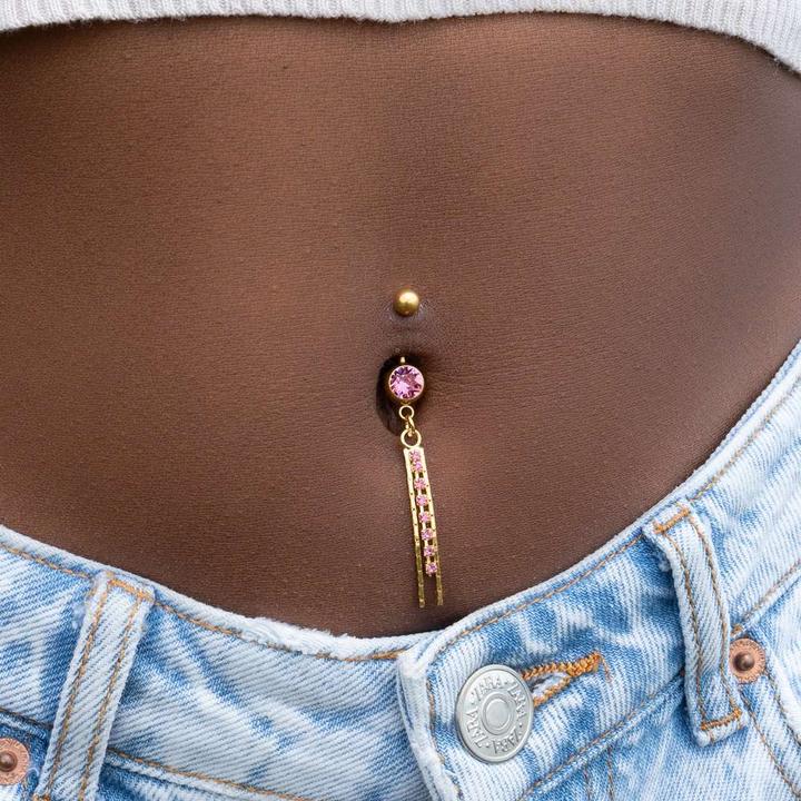 Produktbild Bijouteria Bauchpiercing (Chirurgenstahl 316L, Kristall, PVD Beschichtung (goldfarbig))