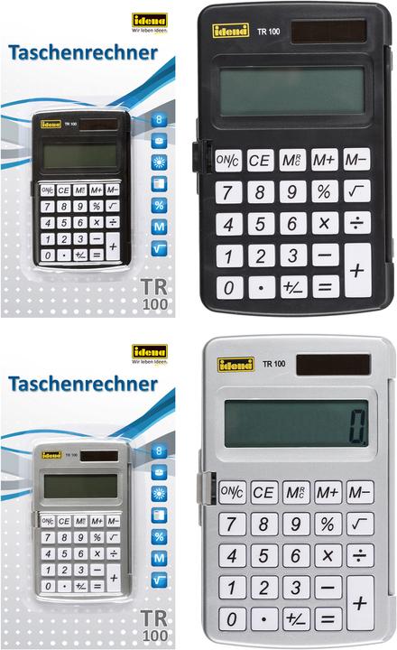 Actual product image Idena Pocket calculator TR 100, 8 digits (Solar cells, Batteries)