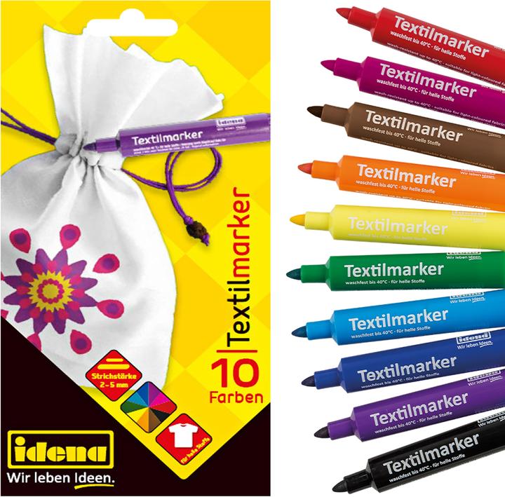 Produktbild Idena Textilmarker 10er 2-5mm 10 Farben (Mehrfarbig, 5 mm, 10 x)