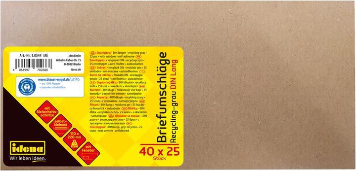 Actual product image Idena BU DIN long recycl. sk, w.F.,75g/m²,25 pieces (DIN long (11 x 22 cm), 25 x)