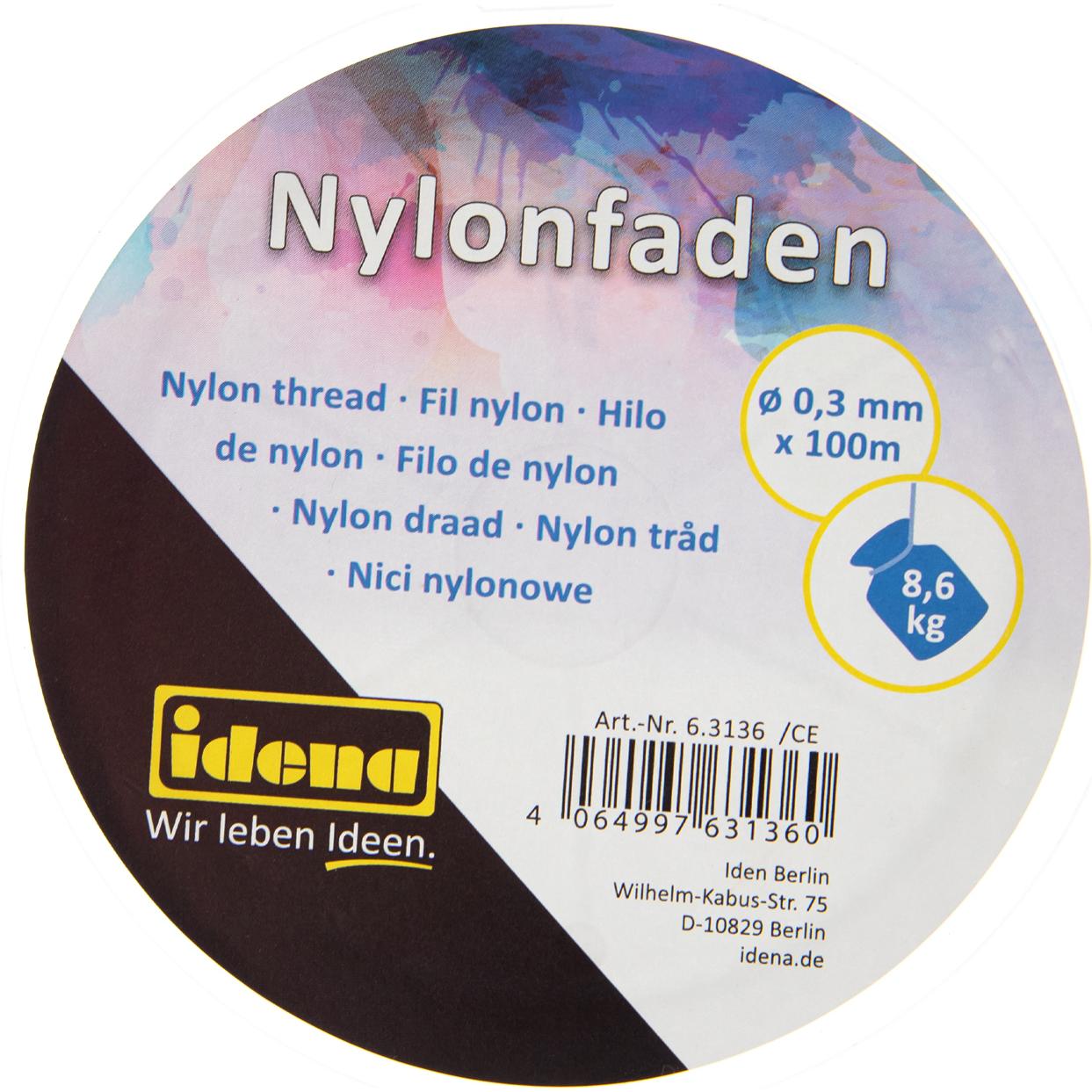 Idena Nylonfaden Spule 0,3mmx100m transparent