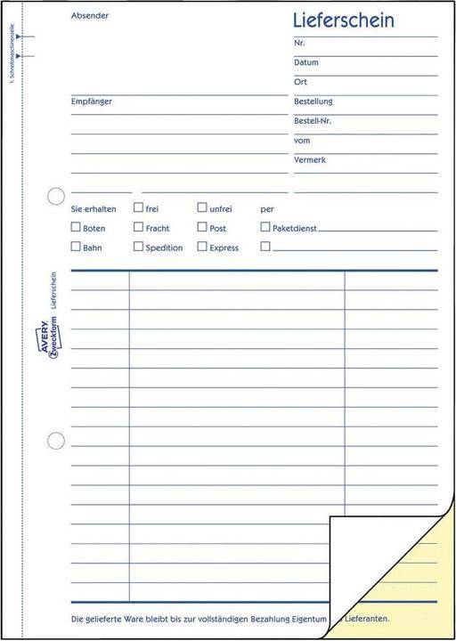 Produktbild Avery Lieferschein, A5 (40x)