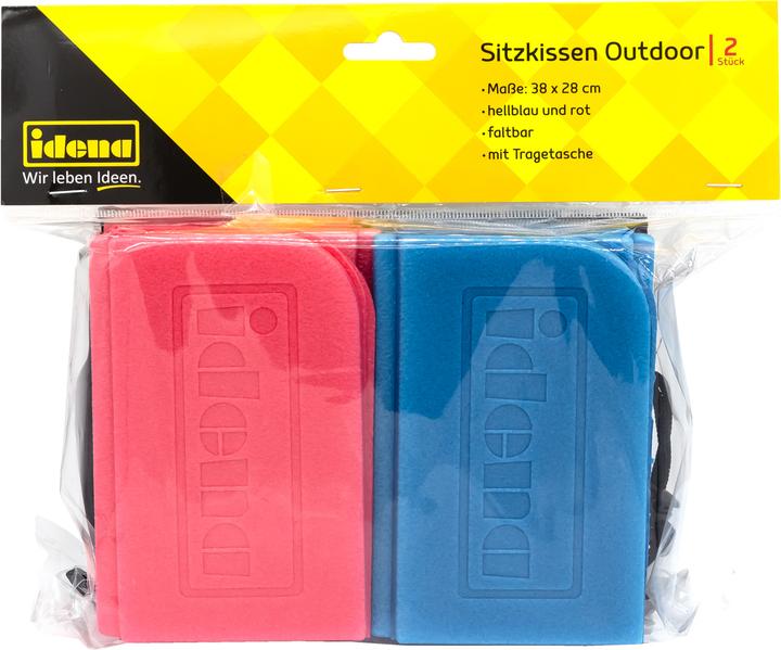 Produktbild Idena Sitzkissen Outdoor 38x28cm hellblau/rot 2er