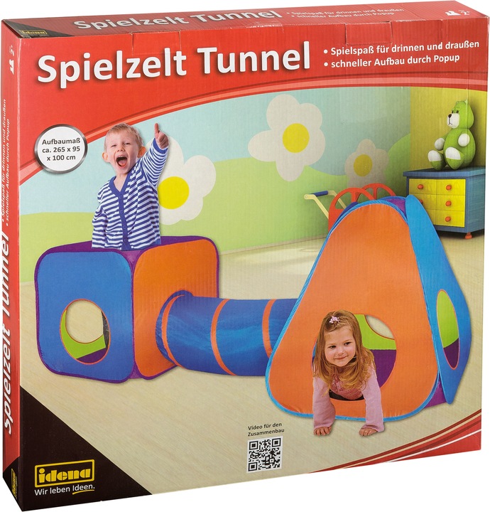 Produktbild Idena Spielzelt Tunnel für Kinder, 265x95x100cm