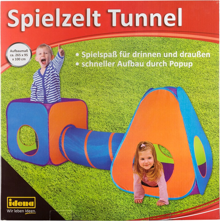 Produktbild Idena Spielzelt Tunnel für Kinder, 265x95x100cm