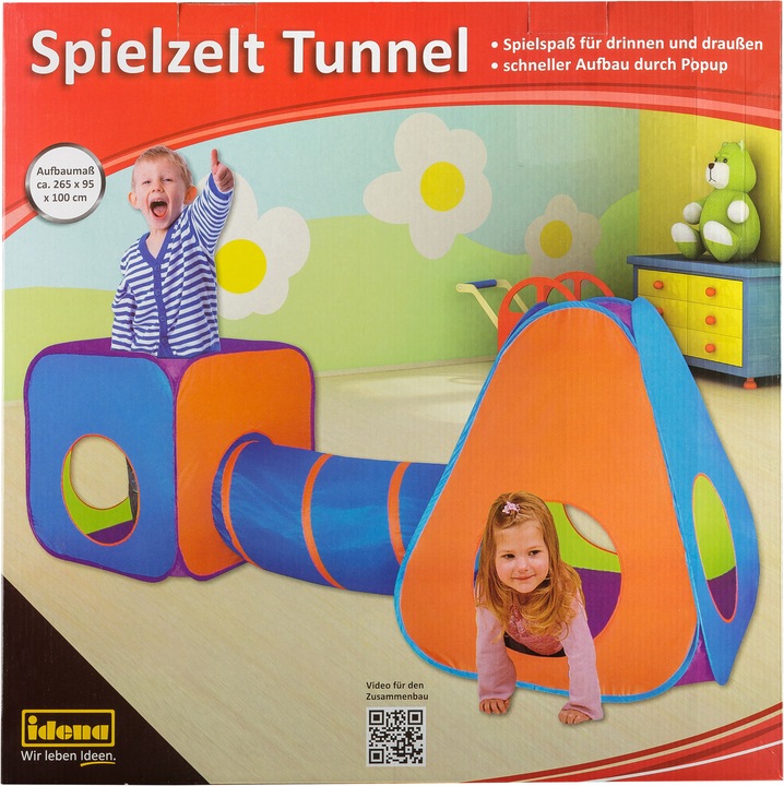 Produktbild Idena Spielzelt Tunnel für Kinder, 265x95x100cm