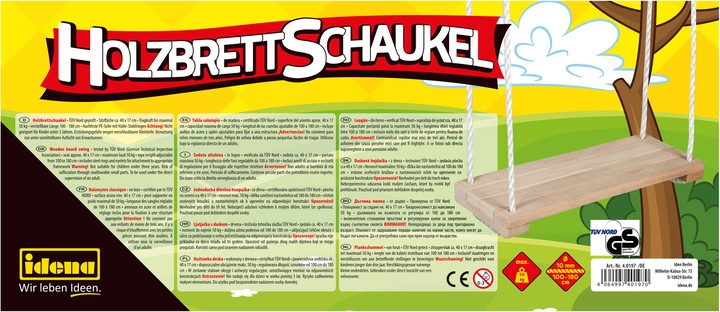 Produktbild Idena Holzbrettschaukel 40x17cm TÜV und GS