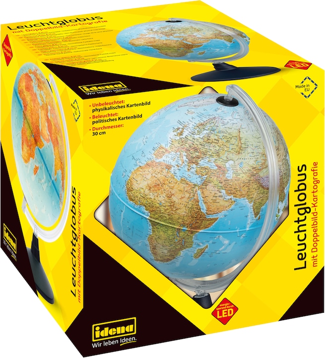 Actual product image Idena Glow globe earth w. 2 map pictures, Ø30cm (30 cm)