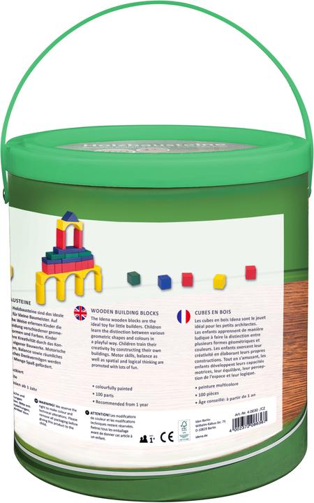 Produktbild Idena Holzbausteine im Eimer 100er FSC100%