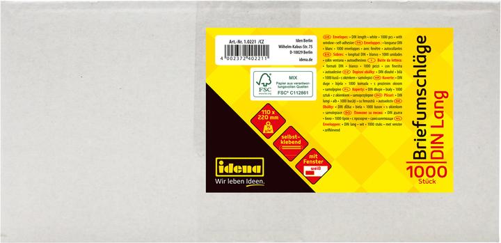 Produktbild Idena BU DL weiss 75g 1000er sk m.F. FSC-Mix (DIN lang (11 x 22 cm), 1000 x)