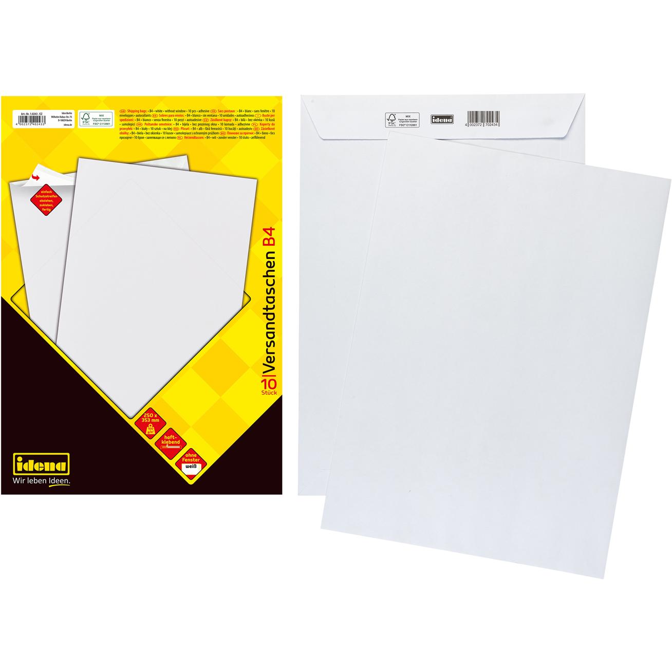 Idena, Versandtasche + Luftpolstertasche, VT B4 weiss 100g 10er hk o.F. FSC-Mix (10 x)