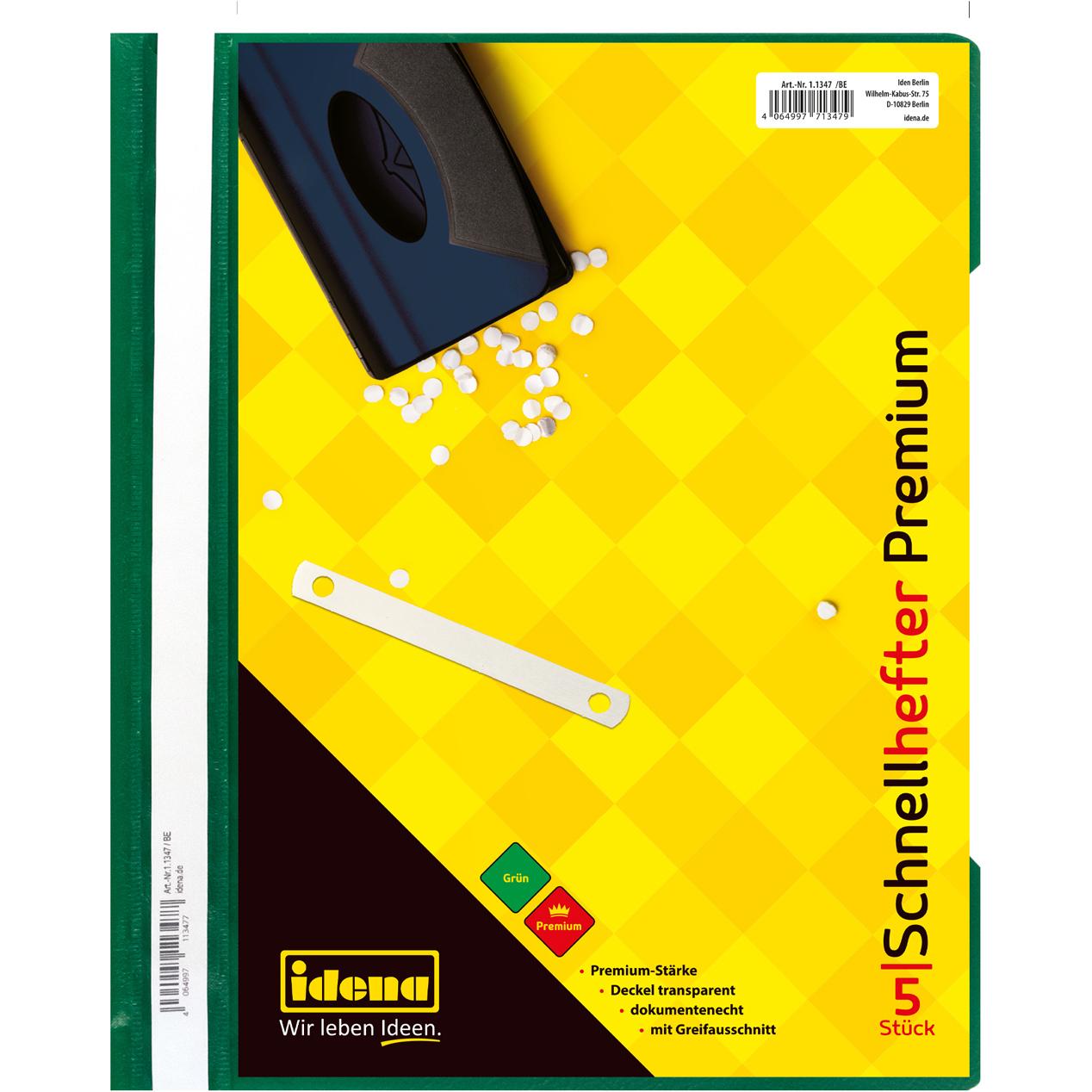 Idena, Mappe, Schnellhefter A4 PP 5er Premium grün (A4, 5 x)