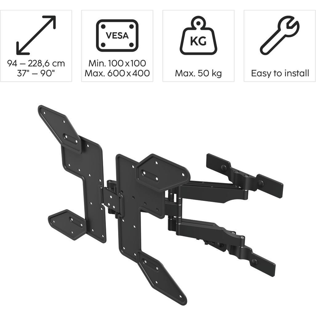Thumbnail - Hama TV-Wandhalterung, OLED, flach, schwenkbar, ausziehbar, 229cm (90") bis 50kg (Wand, 90", 50 kg), TV Wandhalterung, S...