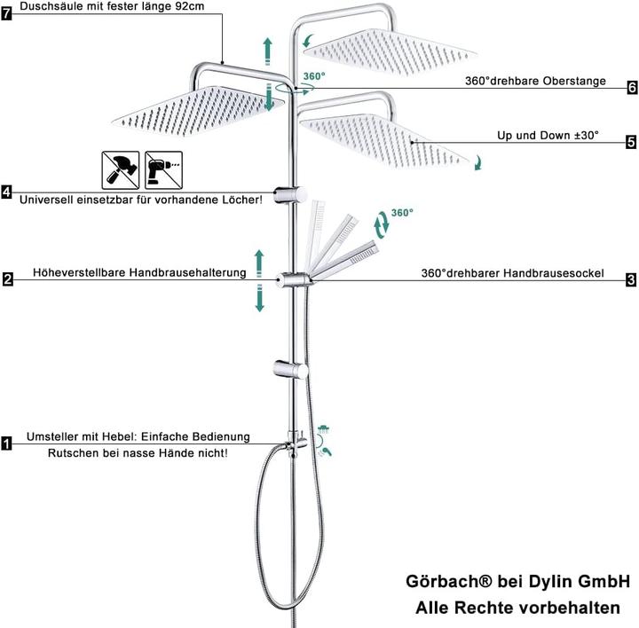 Actual product image Görbach Shower system