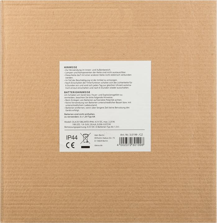 Actual product image Idena LED Star 23x23cm warm white 6h Timer (0.23 m)