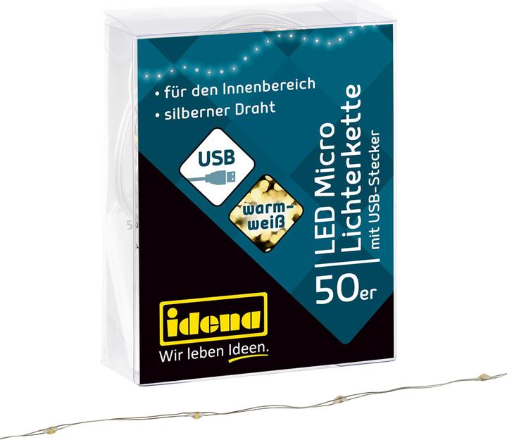 Produktbild Idena Lichterkette 50 Micro LED ww USB (2.75 m)