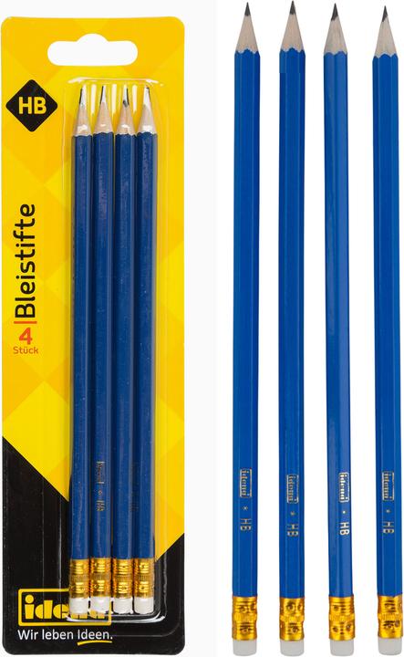Image du produit Idena Crayon HB 4 pièces avec pointe de gomme FSC100%. (2 mm, HB, 4 x)