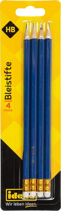 Idena Potlood HB 4s met gompunt FSC100% (2 mm, HB, 4 x)