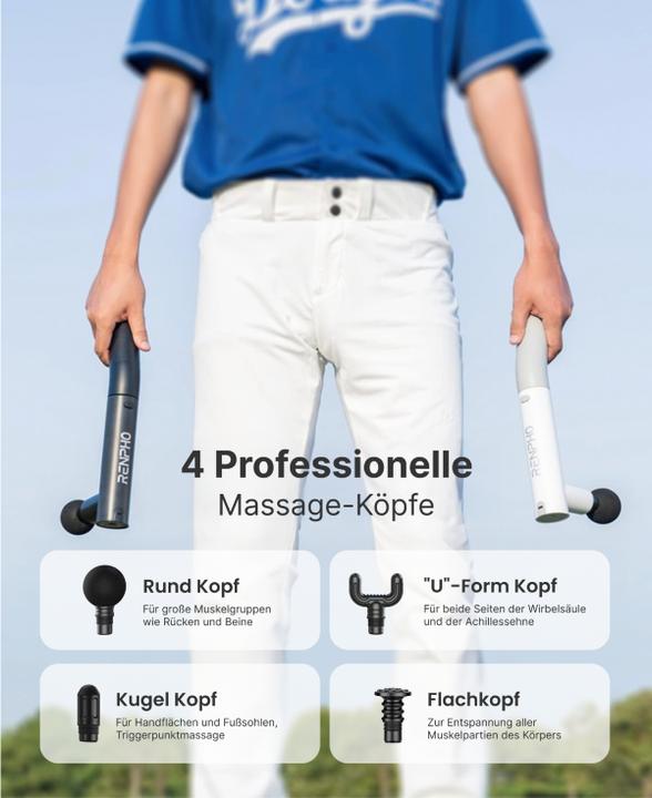 Actual product image Renpho Extend Massage Gun, White (4 Steps, 180 min)